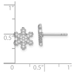 Pendientes con forma de copo de nieve con circonita cúbica en plata de ley chapada en rodio