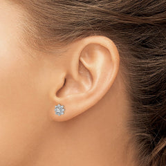 Rhodium-plated Sterling Silver CZ Snowflake Post Earrings