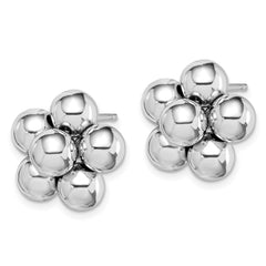 Rhodium-plated Sterling Silver Polished Beaded Post Earrings