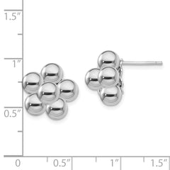 Rhodium-plated Sterling Silver Polished Beaded Post Earrings