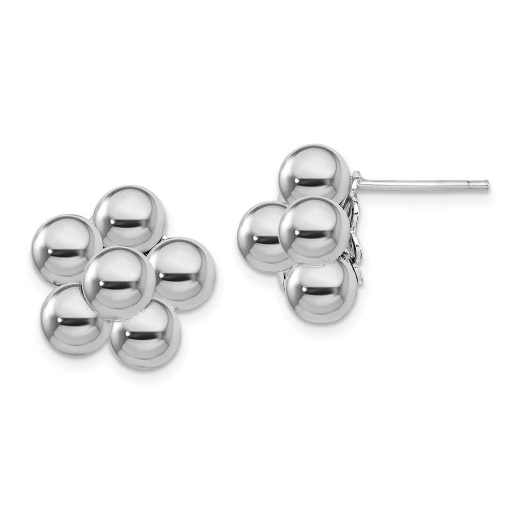 Rhodium-plated Sterling Silver Polished Beaded Post Earrings