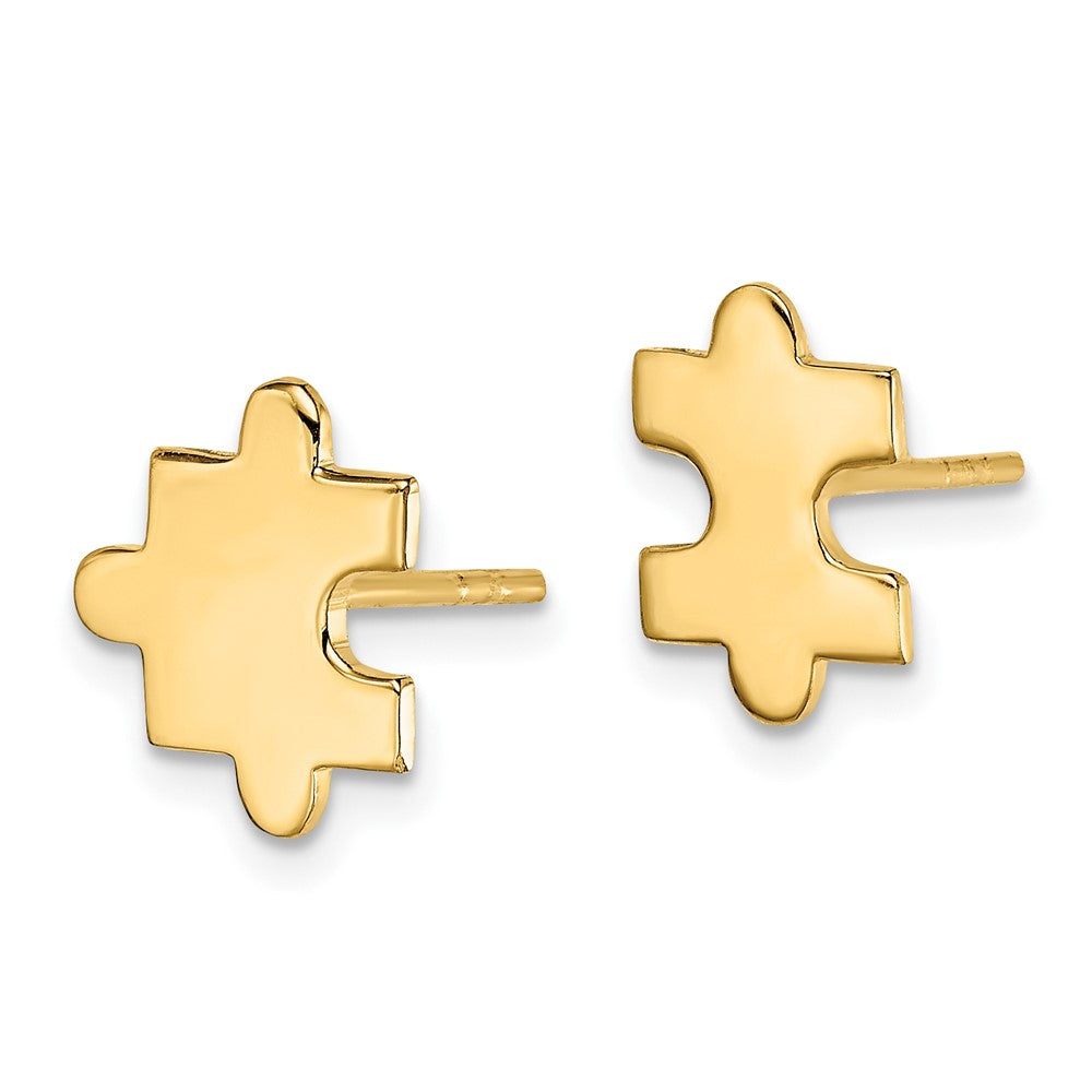 Yellow Gold-plated Sterling Silver Polished Puzzle Piece Post Earrings