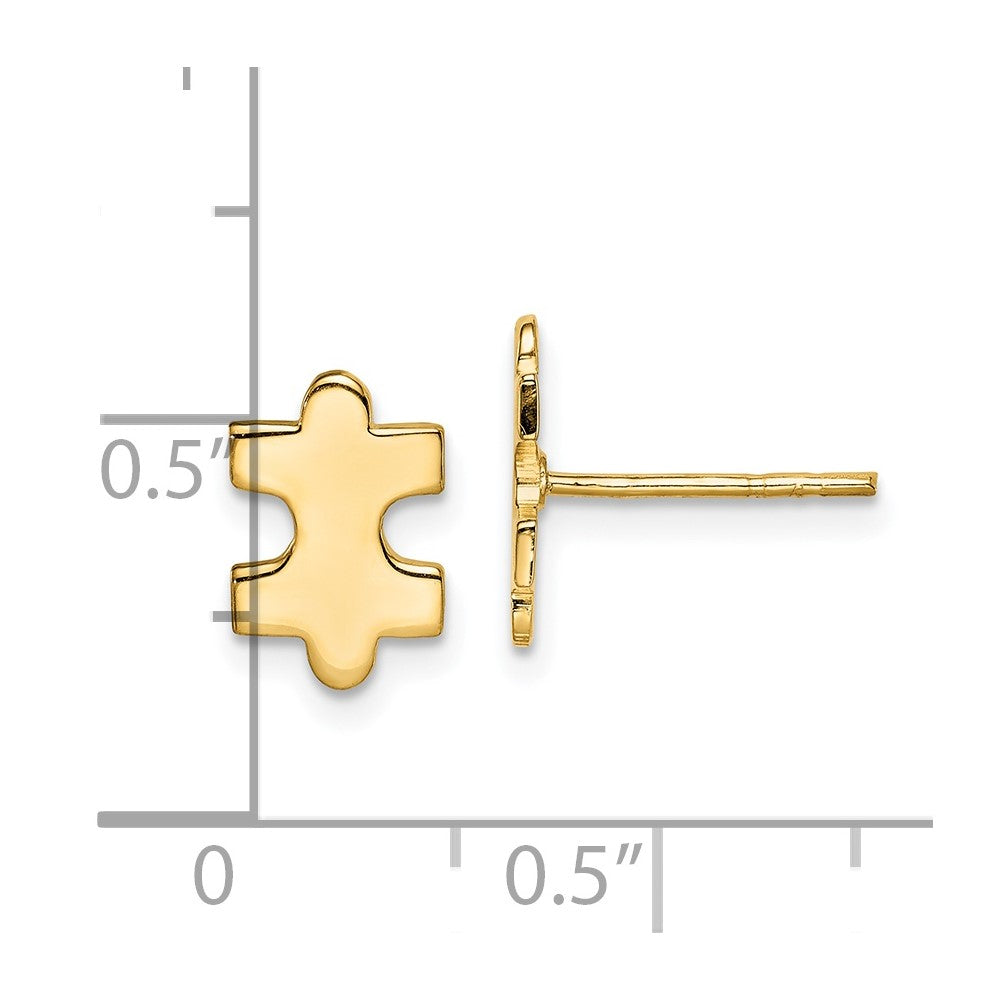 Yellow Gold-plated Sterling Silver Polished Puzzle Piece Post Earrings