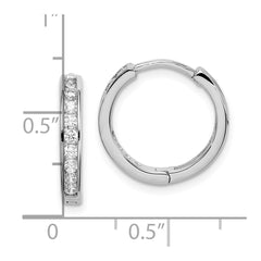 Rhodinierte Sterling Silber CZ 3x16mm Klapp-Creolen