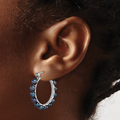 Rhodium-plated Sterling Silver 4-5mm Black FWC Pearl Hoop Earrings