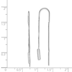 Rhodium-plated Sterling Silver CZ Threader Earrings