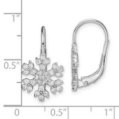 Rhodium-plated Sterling Silver CZ Snowflake Leverback Earrings