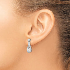 Rhodium-plated Sterling Silver CZ Ear Climber Earrings