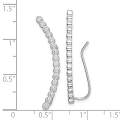 Rhodium-plated Sterling Silver 16-stone CZ Ear Climber Earrings