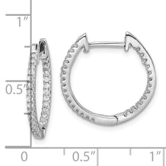 Rhodium-plated Sterling Silver CZ In Out Hinged Hoop Earrings