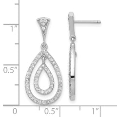 Rhodinierte tropfenförmige Ohrringe aus Sterlingsilber mit Zirkonia
