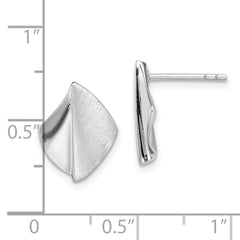 Rhodium-plated Sterling Silver Polished Brushed Post Earrings