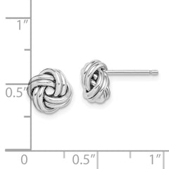 Rhodium-plated Sterling Silver Polished Love Knot Post Earrings
