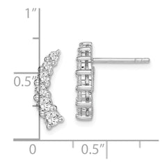 Rhodium-plated Sterling Silver Graduated CZ Curved Post Earrings