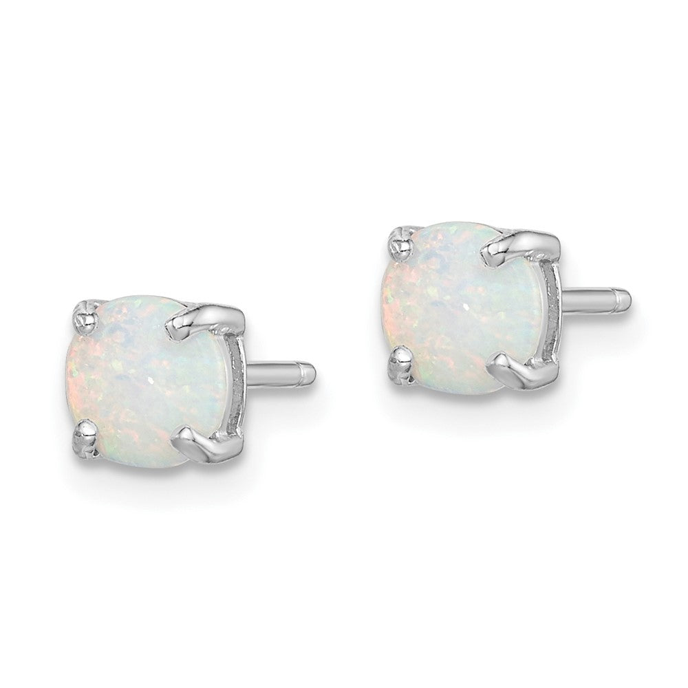 Rhodium-plated Sterling Silver Created Opal Set of 3 Stud Earrings