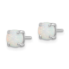 Rhodium-plated Sterling Silver Created Opal Set of 3 Stud Earrings