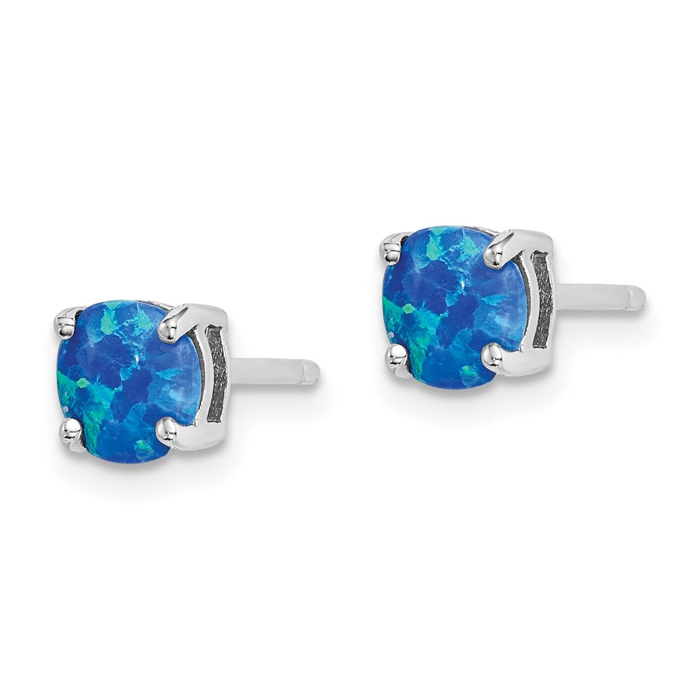Rhodium-plated Sterling Silver Created Opal Set of 3 Stud Earrings