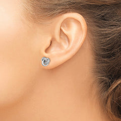 Rhodium-plated Sterling Silver Polished CZ Love Knot Post Earrings