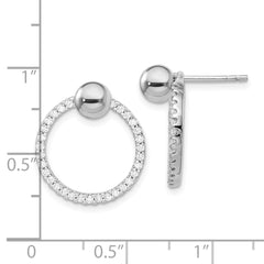 Pendientes tipo argolla con circonita cúbica en plata de ley chapada en rodio y pendientes con forma de bola