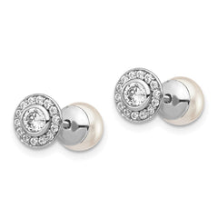 Rhodium-plated Sterling Silver MOP and CZ Reversible Post Earrings