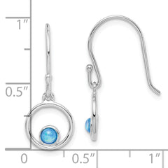Rhodium-plated Sterling Silver Imitation Opal Circle Dangle Earrings