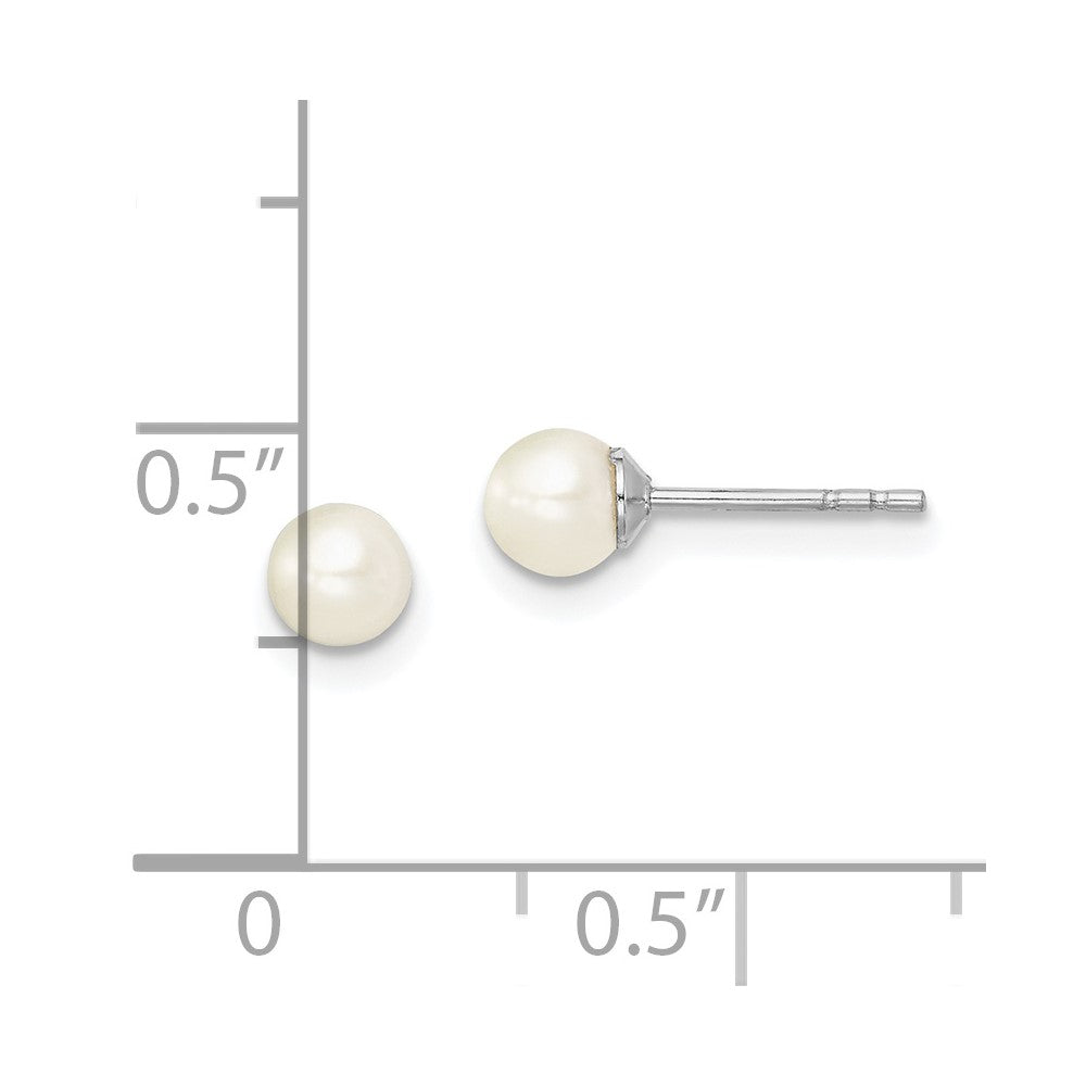 Sterling Silver Madi K 4-5 White Round FWC Pearl Stud Earrings