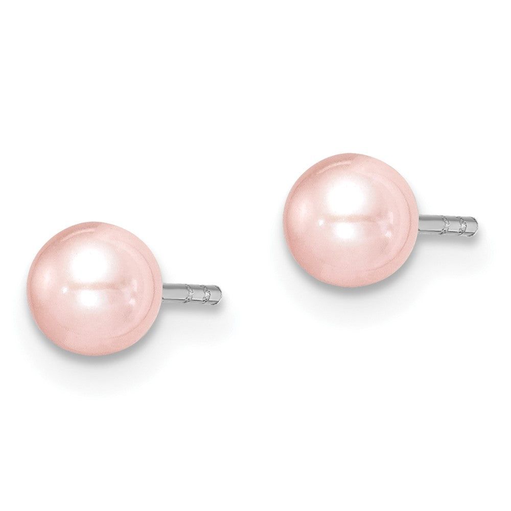 Sterling Silver Madi K 4-5mm Pink Round FWC Pearl Stud Earrings
