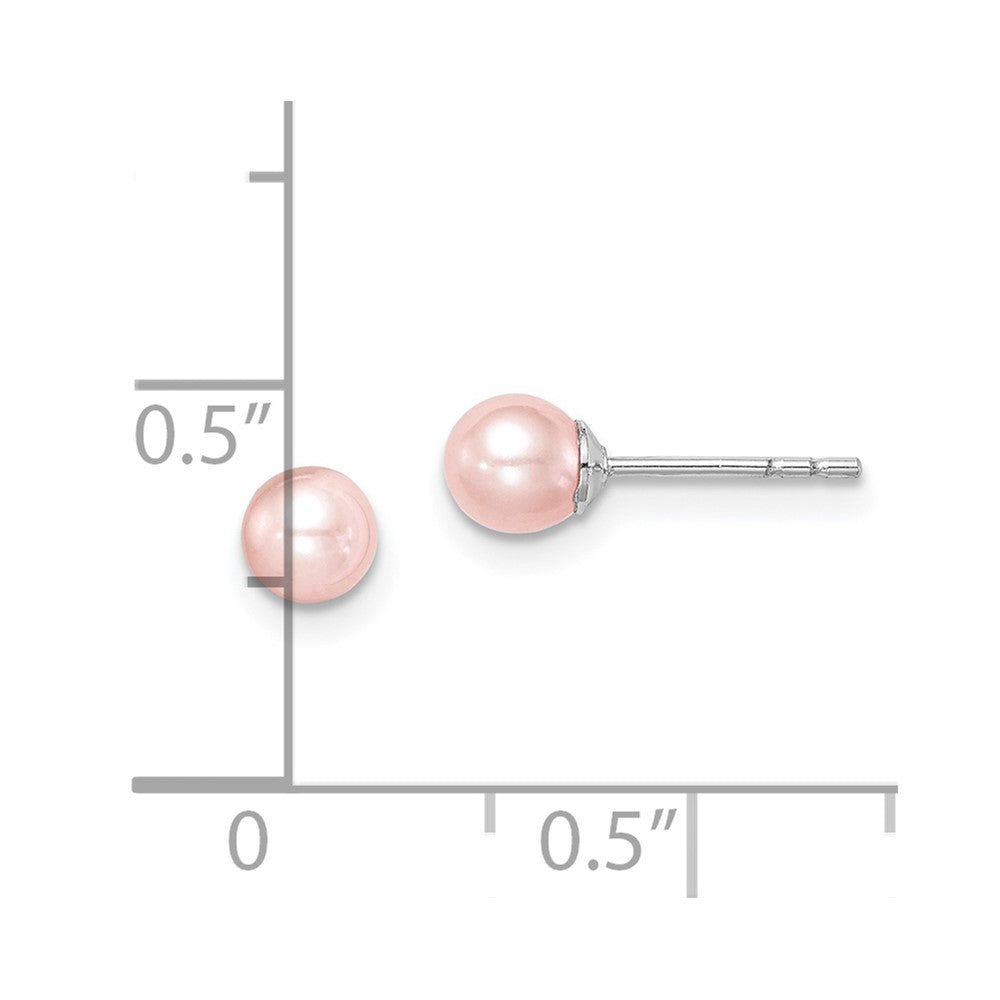 Sterling Silver Madi K 4-5mm Pink Round FWC Pearl Stud Earrings