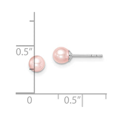 Sterling Silver Madi K 4-5mm Pink Round FWC Pearl Stud Earrings