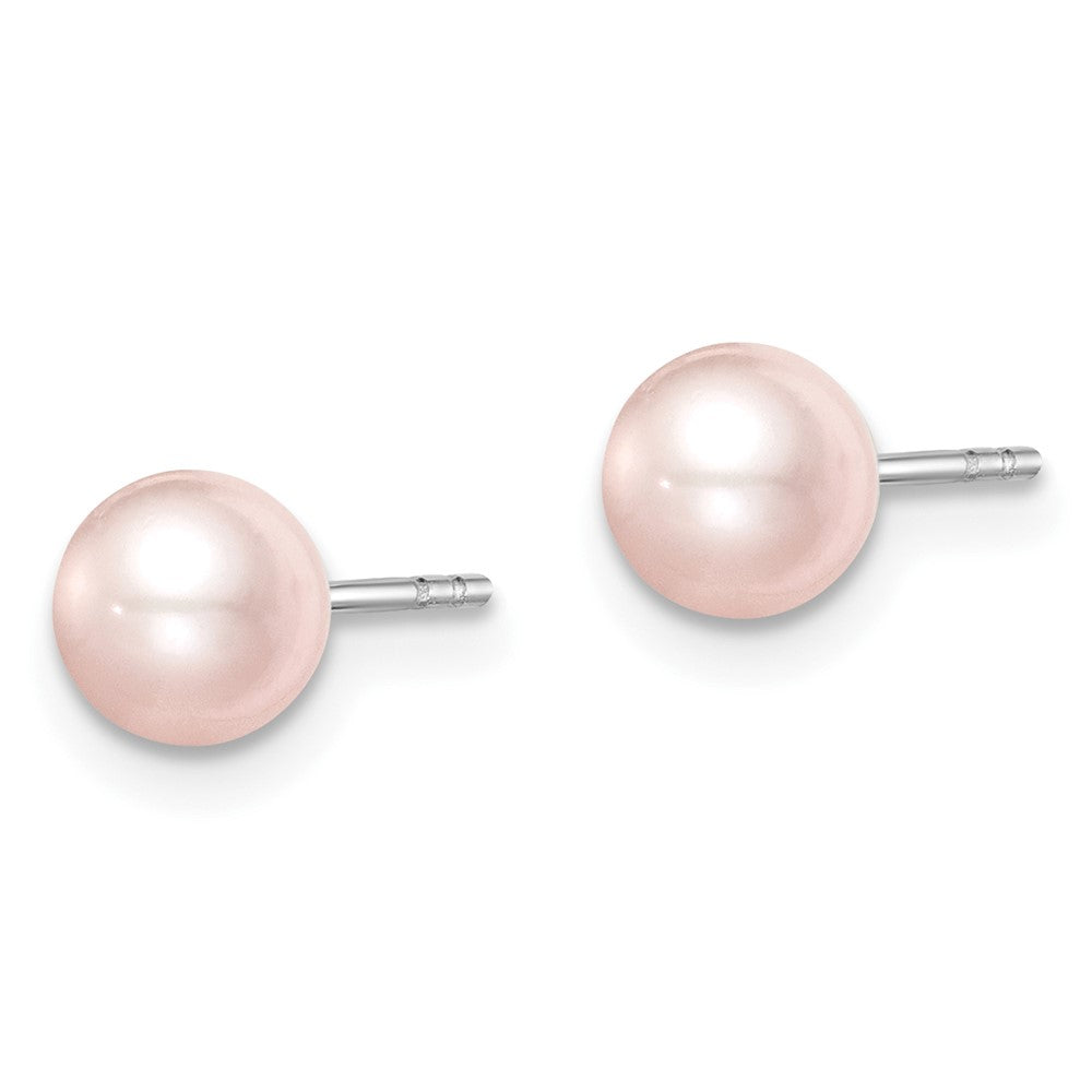 Sterling Silver Madi K 5-6mm Pink Round FWC Pearl Stud Earrings