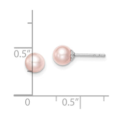 Sterling Silver Madi K 5-6mm Pink Round FWC Pearl Stud Earrings