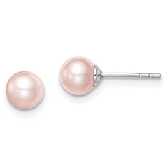 Sterling Silver Madi K 5-6mm Pink Round FWC Pearl Stud Earrings