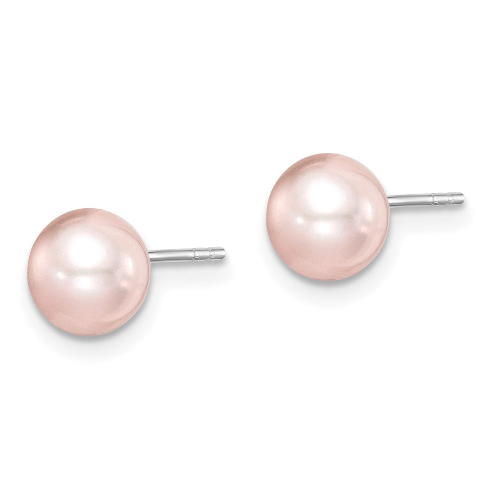 Sterling Silver Madi K 6-7mm Pink Round FWC Pearl Stud Earrings