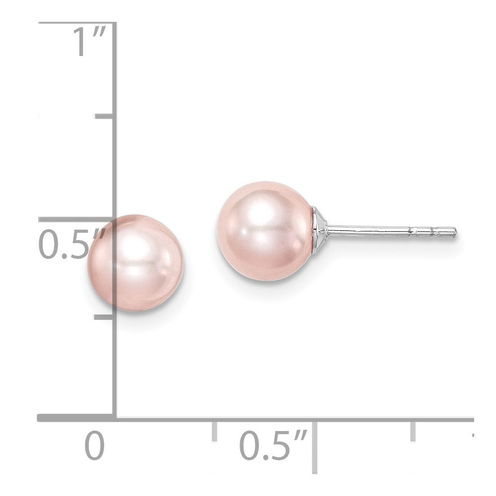 Sterling Silver Madi K 6-7mm Pink Round FWC Pearl Stud Earrings