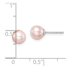 Sterling Silver Madi K 6-7mm Pink Round FWC Pearl Stud Earrings
