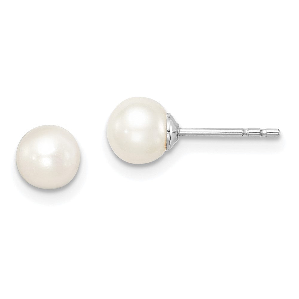 Sterling Silver Madi K 5-6mm White Round FWC Pearl Stud Earrings