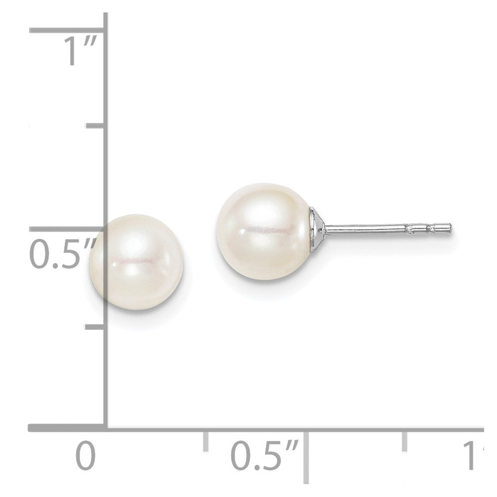 Sterling Silver Madi K 6-7mm White Round FWC Pearl Stud Earrings