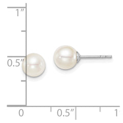 Sterling Silver Madi K 6-7mm White Round FWC Pearl Stud Earrings