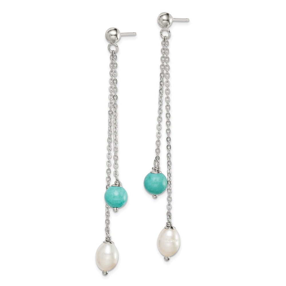 Sterling Silver Turquoise FWC Pearl Post Dangle Earrings
