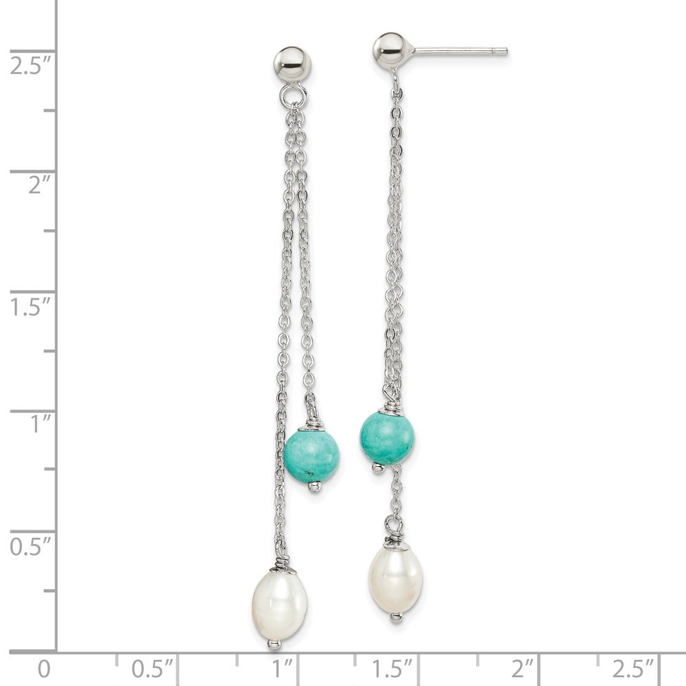 Sterling Silver Turquoise FWC Pearl Post Dangle Earrings