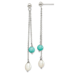 Sterling Silver Turquoise FWC Pearl Post Dangle Earrings
