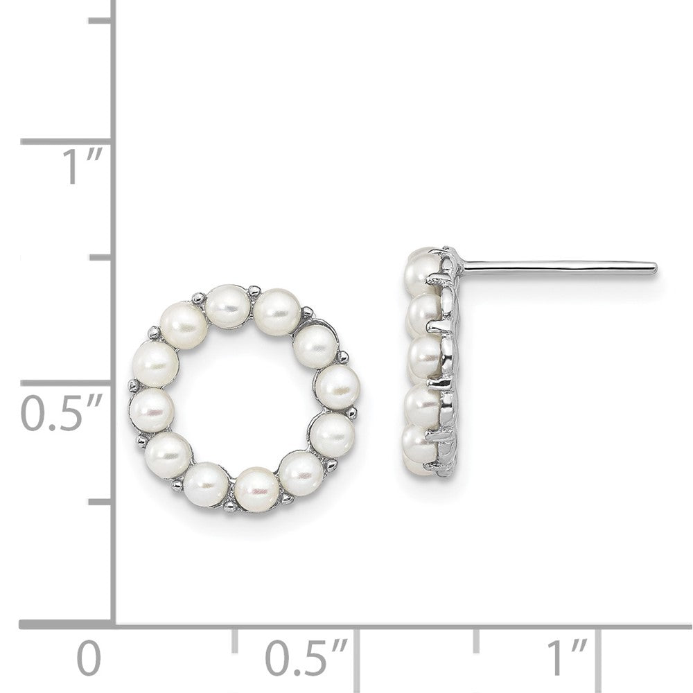 Rhodium-plated Sterling Silver 2-2.5mm Button FWC Pearl Earrings
