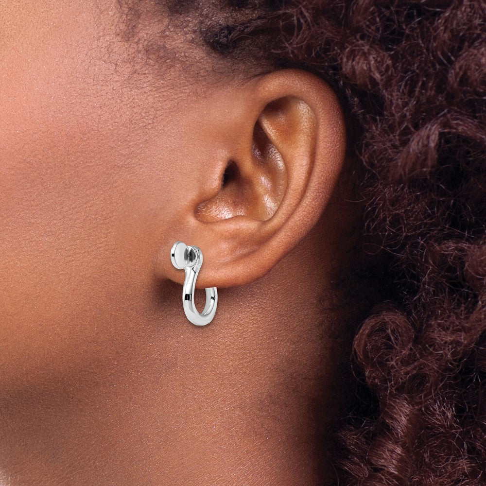 Sterling Silver Polished Large Shackle Link Screw Single Earrings