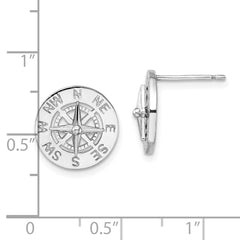 Sterling Silver Polished Mini Nautical Compass Post Earrings