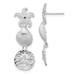 Sterling Silver Polished Sea Life Dangle Post Earrings