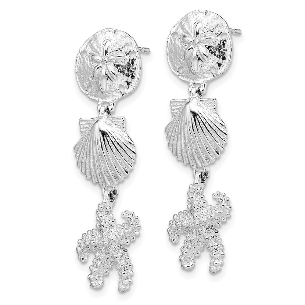 Sterling Silver Polished Sea Life Dangle Post Earrings