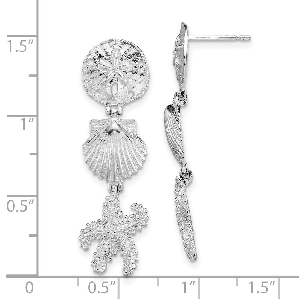 Sterling Silver Polished Sea Life Dangle Post Earrings