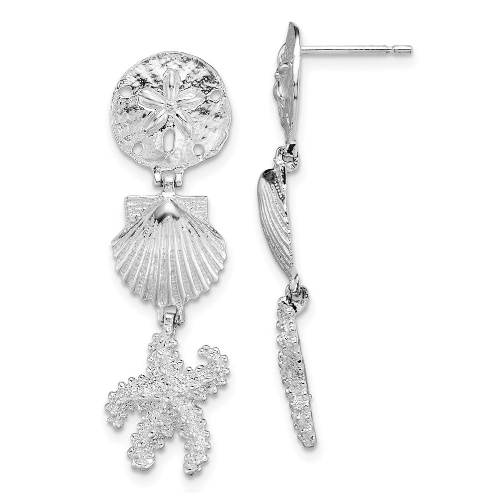 Sterling Silver Polished Sea Life Dangle Post Earrings
