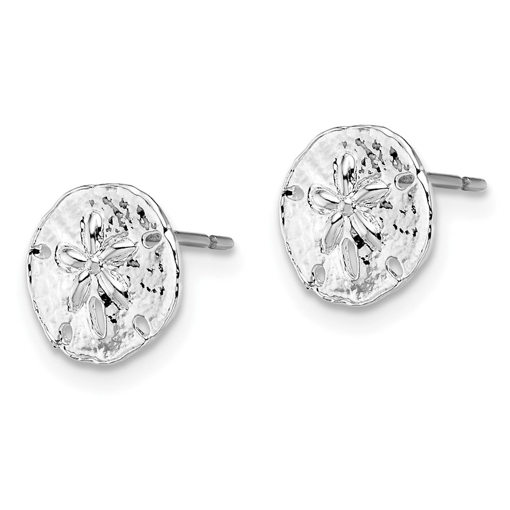 Sterling Silver Polished Mini Sand Dollar Post Earrings