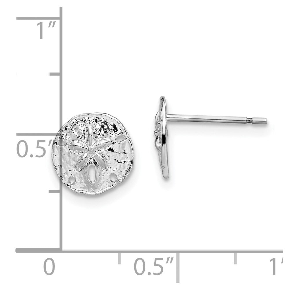 Sterling Silver Polished Mini Sand Dollar Post Earrings